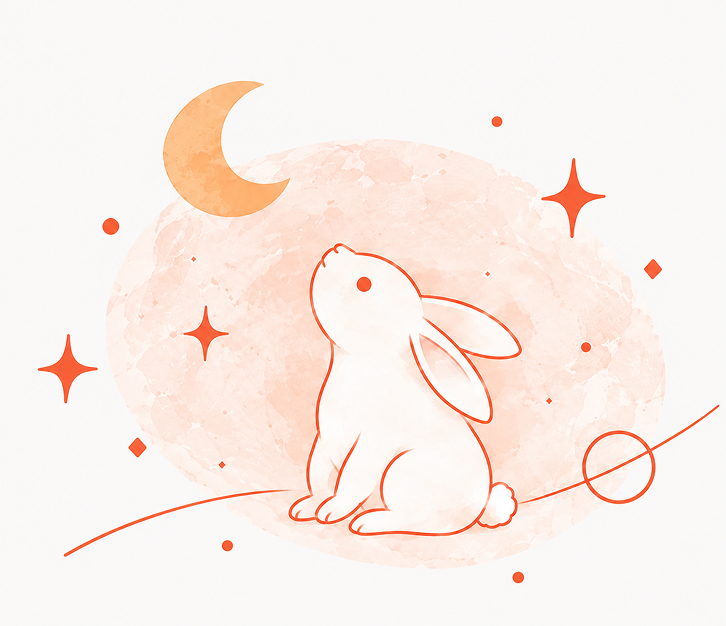 月を見上げるうさぎのイラスト